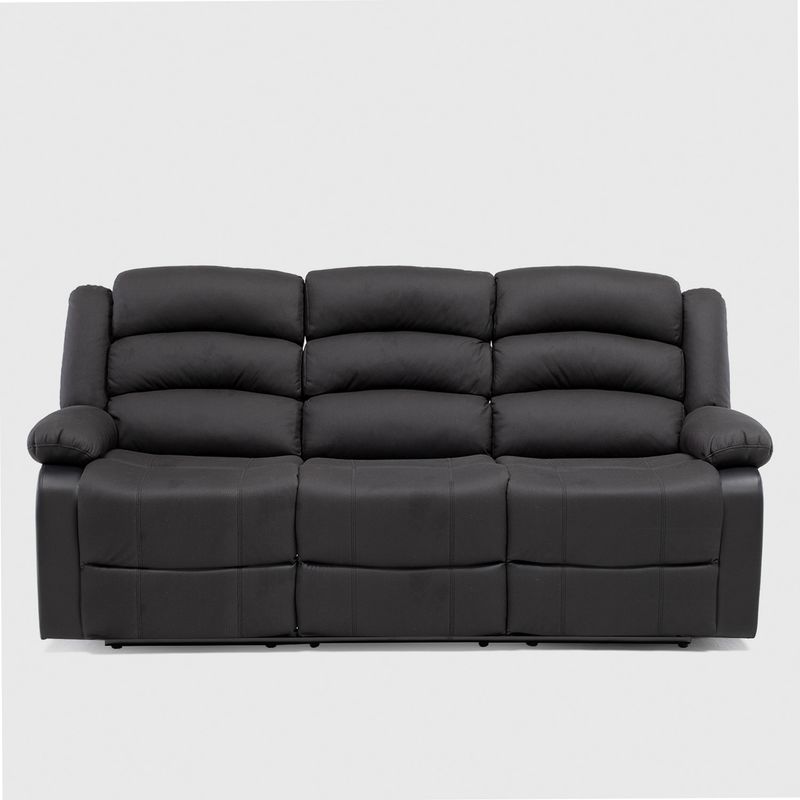 DANIELS - Sofá 3 Cuerpos Reclinable Praga Tela Negro Daniels