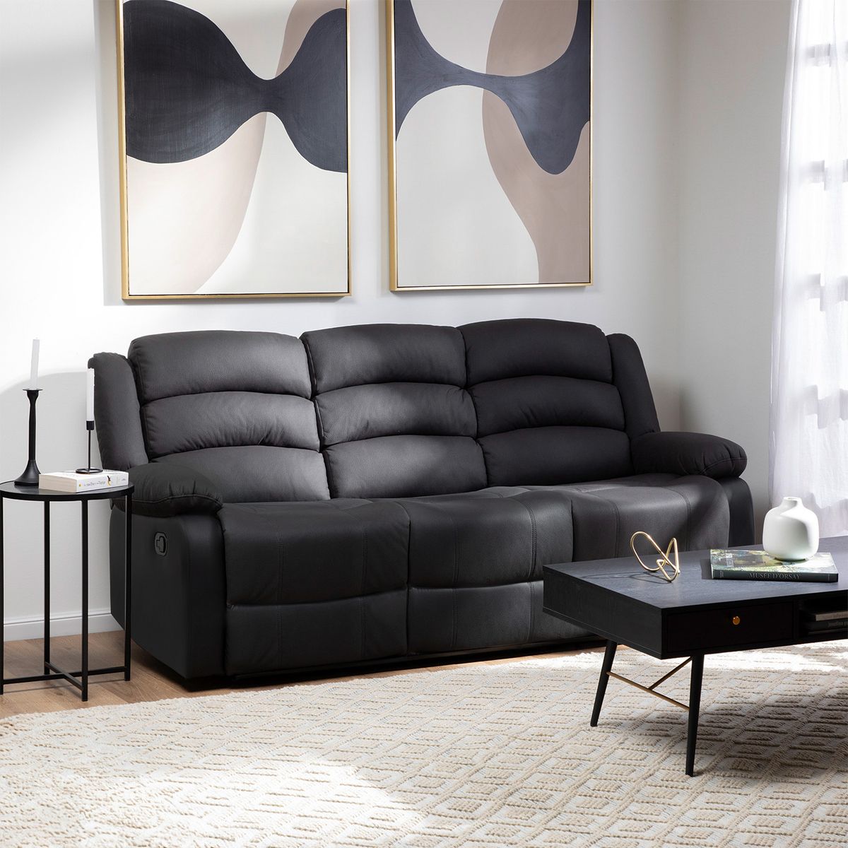 DANIELS - Sofá Reclinable 3 Cuerpos Praga Tela Daniels