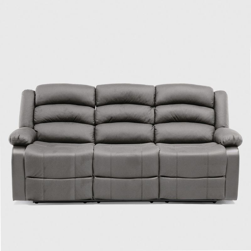 DANIELS - Sofá 3 Cuerpos Reclinable Praga Tela Gris Daniels