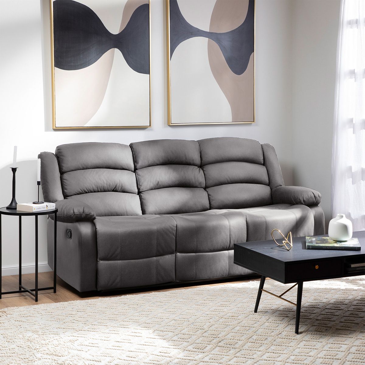 DANIELS - Sofá Reclinable 3 Cuerpos Praga Tela Daniels