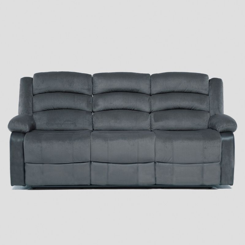 DANIELS - Sofá 3 Cuerpos Reclinable New Dan Tela Gris Daniels