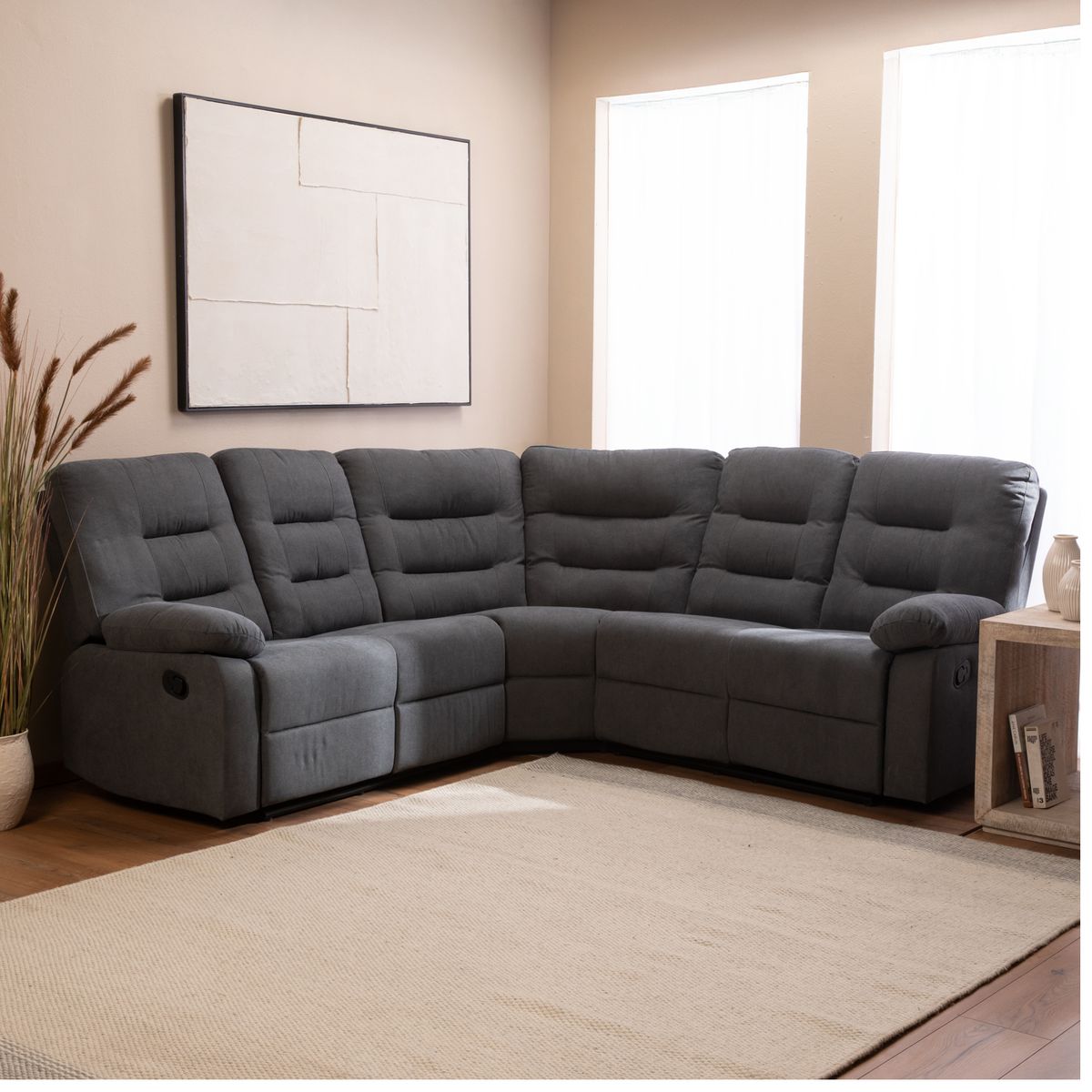 DANIELS - Sofá Seccional Reclinable 5 Cuerpos Malibu Tela Daniels