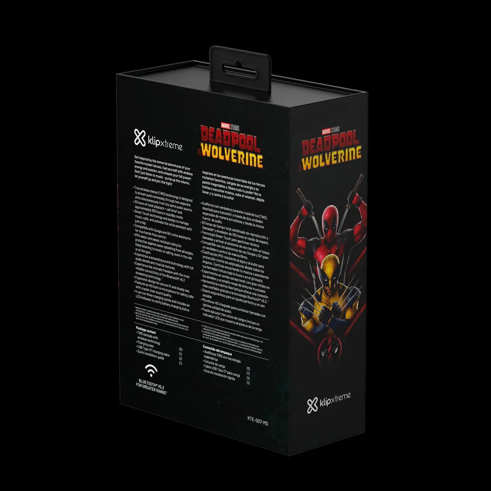 Klip Xtreme Deadpool TuneXBuds KTE-007M Negro, foto 8