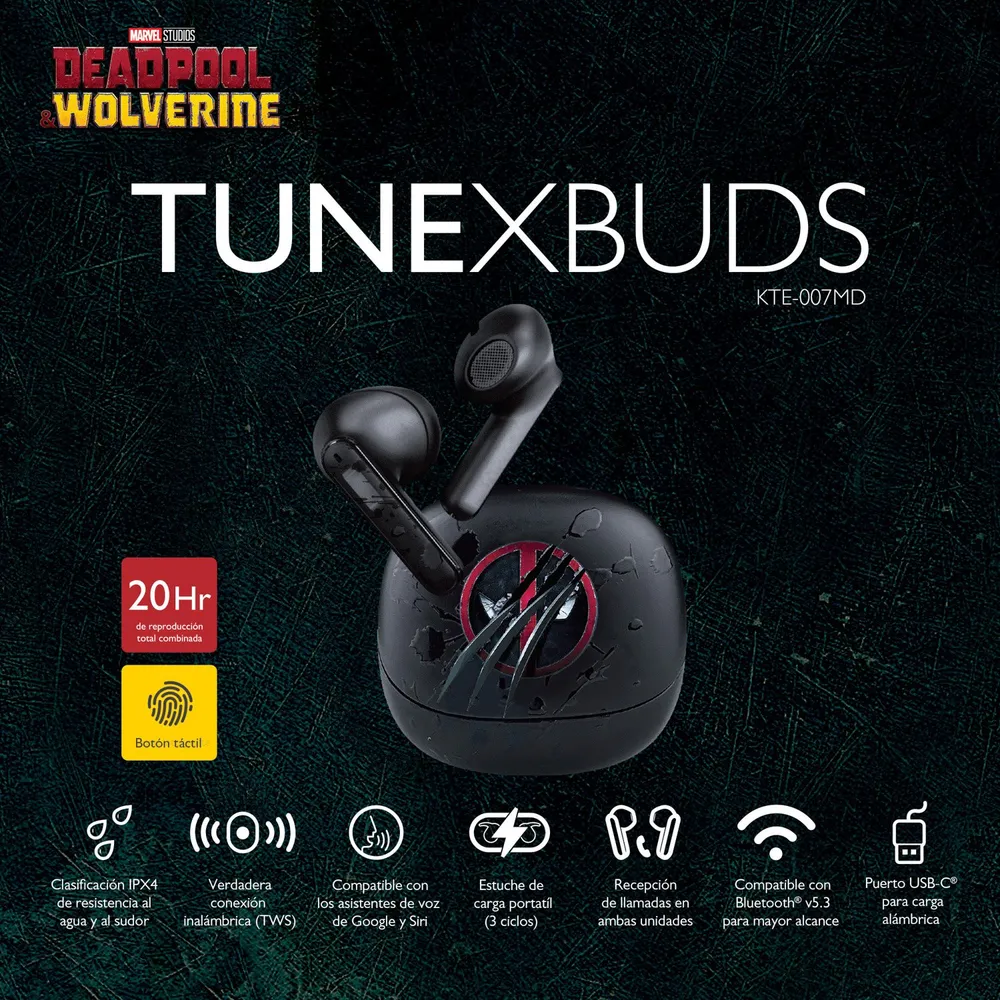 Klip Xtreme Deadpool TuneXBuds KTE-007M Negro, foto 9