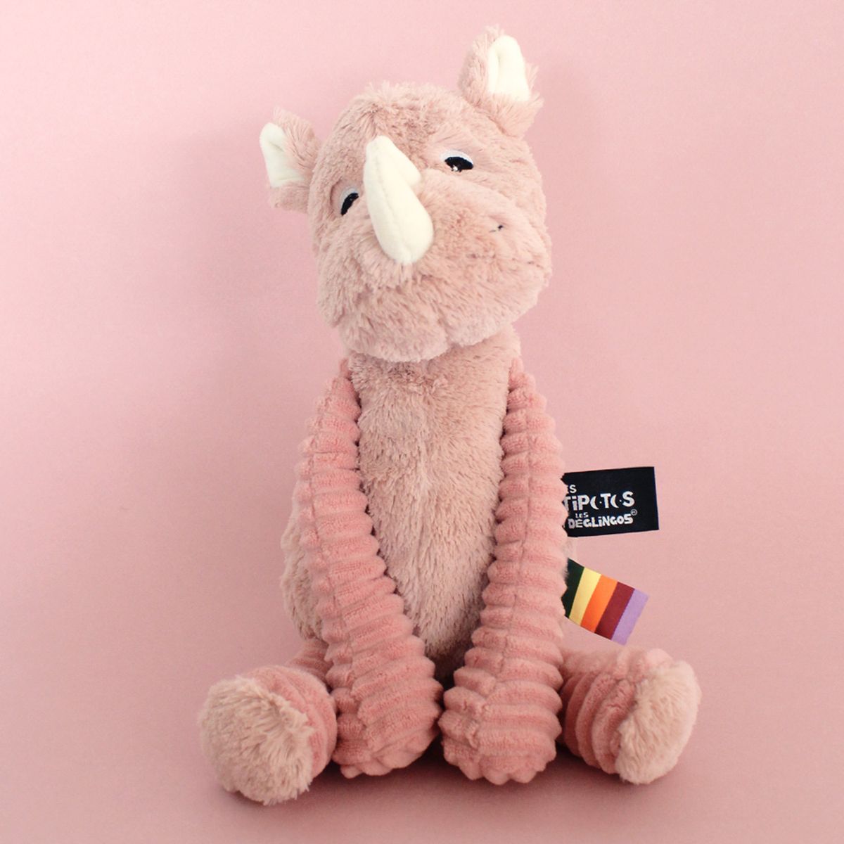 LES PTIPOTOS - Peluche Rinoceronte Grobisou Rosa Les Ptipotos