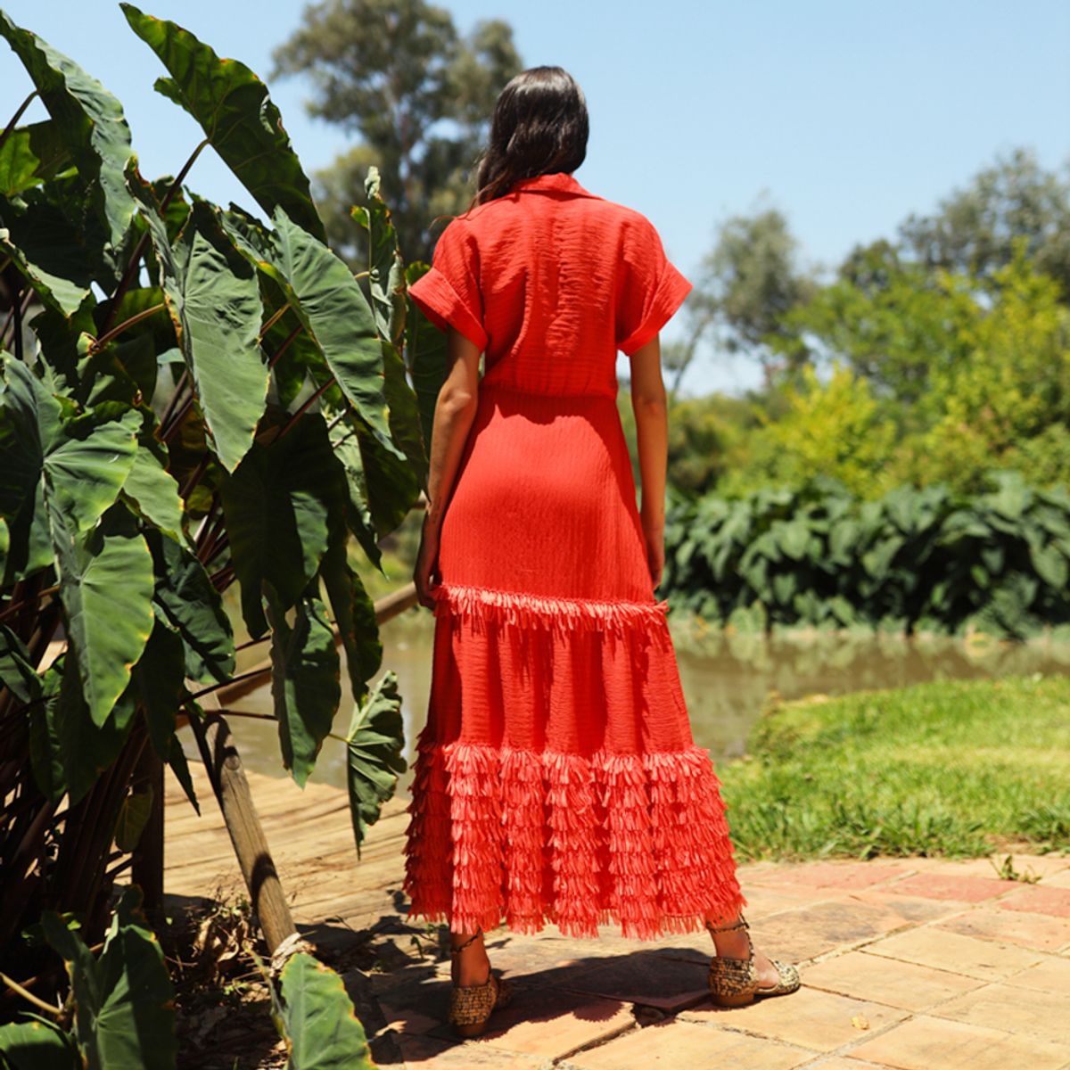 PANAMBI - Vestido Fiesta Flecos Mujer Panambi