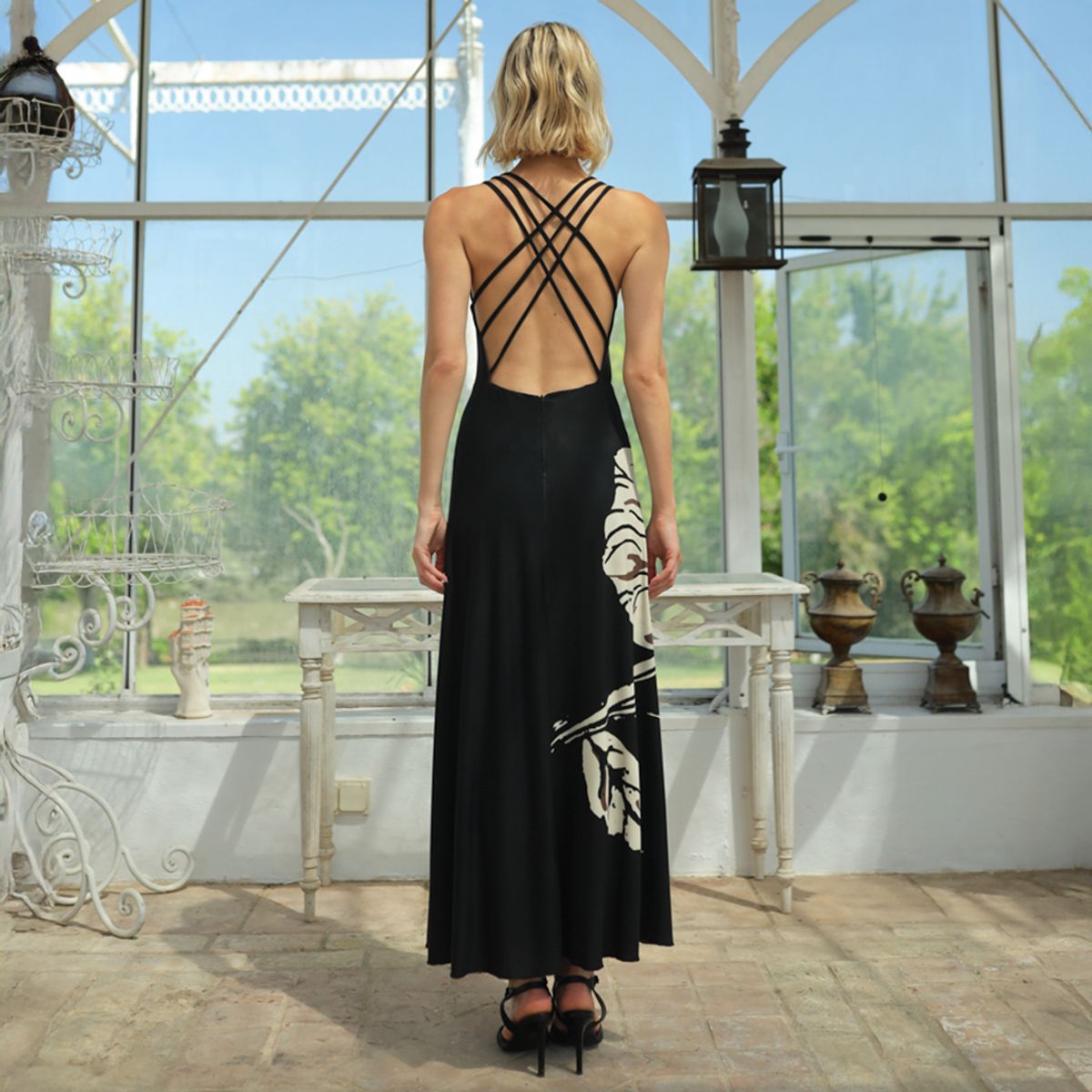 PANAMBI - Vestido Fiesta Punto De Seda Flor Mujer Panambi