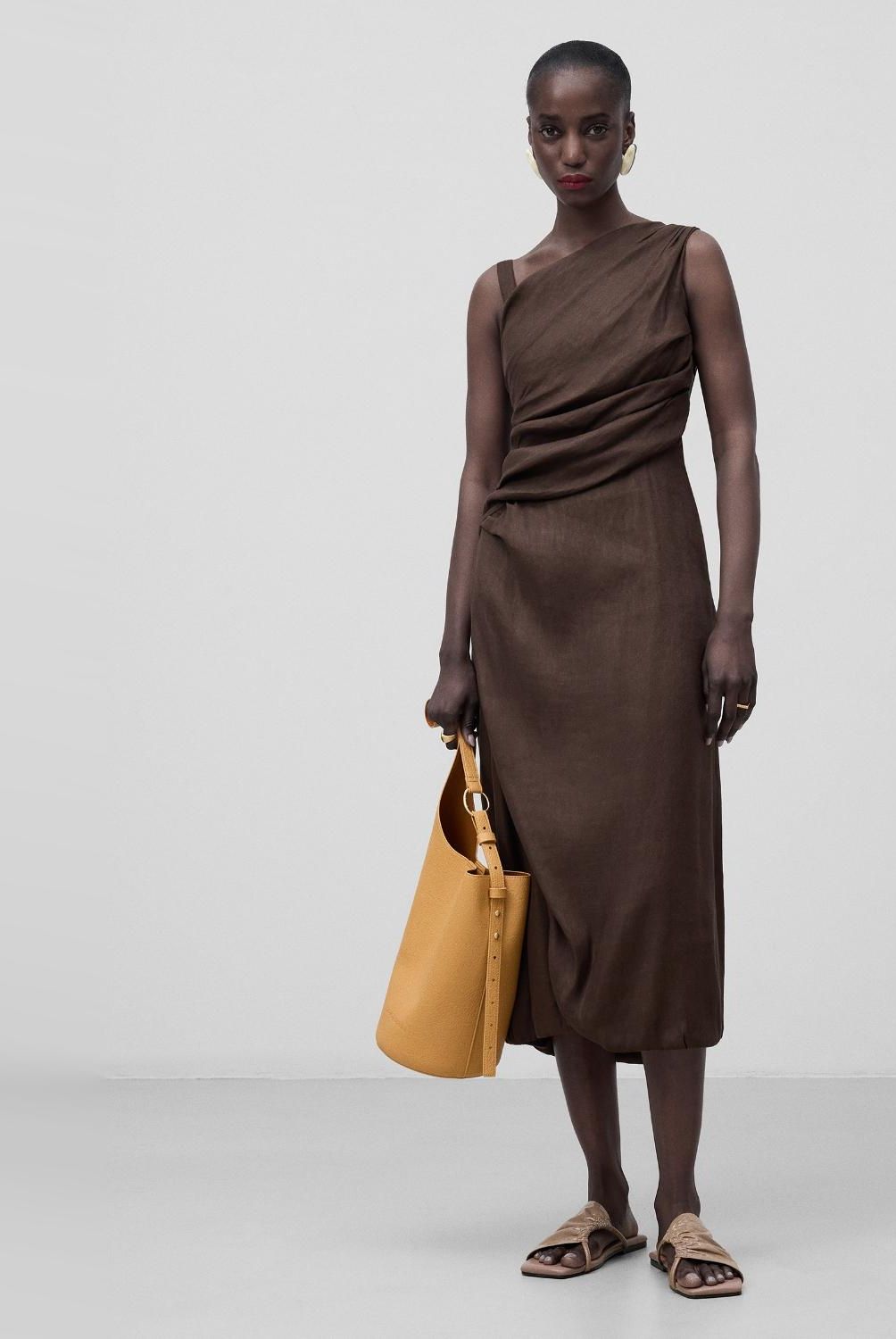 ADOLFO DOMINGUEZ - Vestido Midi Lino Mujer Adolfo Dominguez
