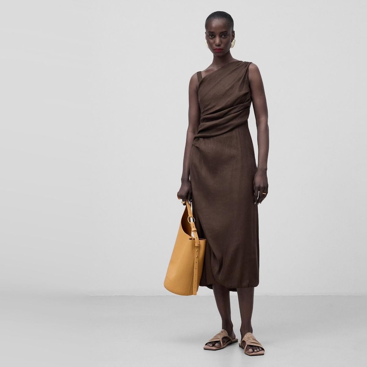 ADOLFO DOMINGUEZ - Vestido Midi Lino Mujer Adolfo Dominguez