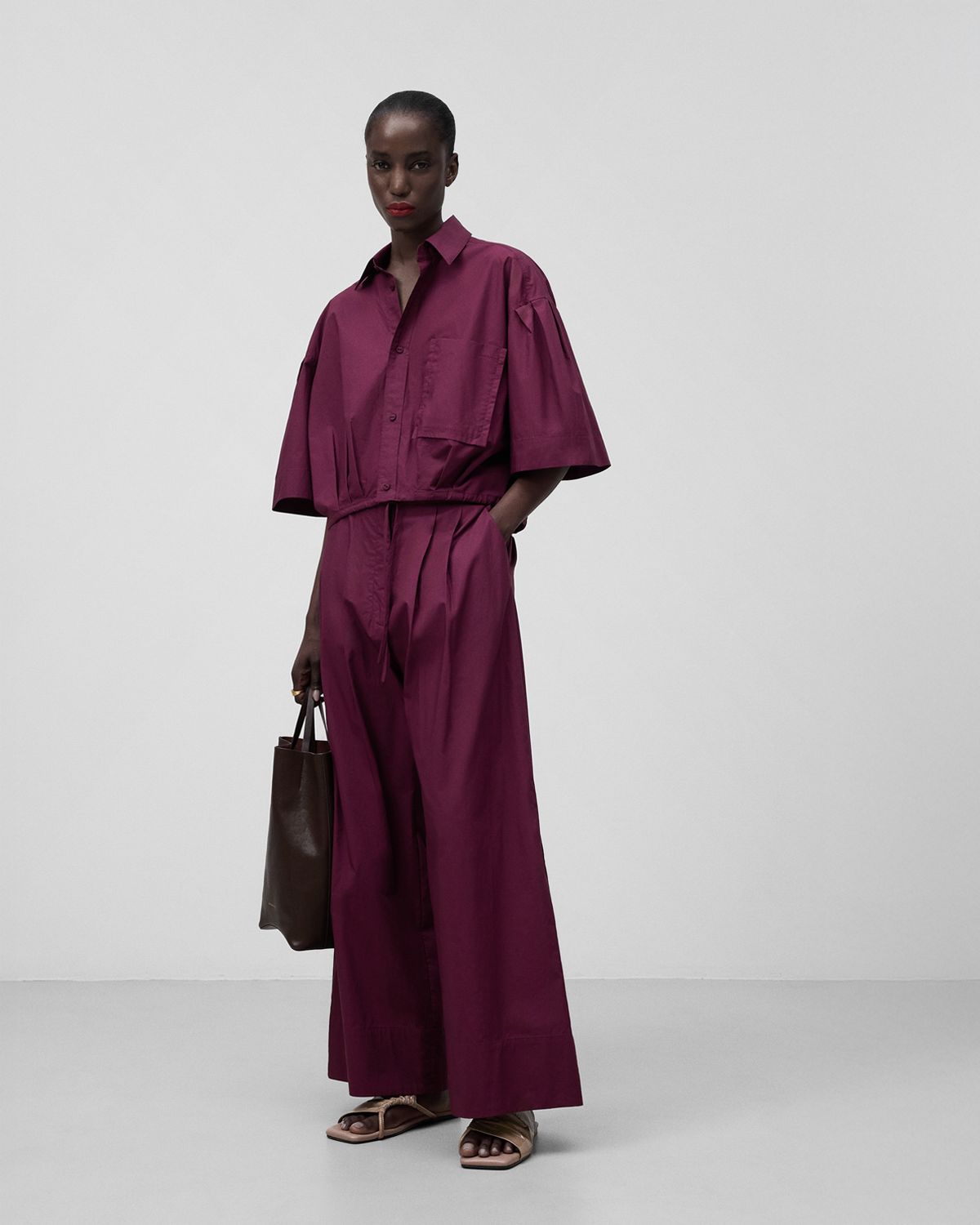 ADOLFO DOMINGUEZ Pantalón Ancho 100% Algodón Mujer Adolfo