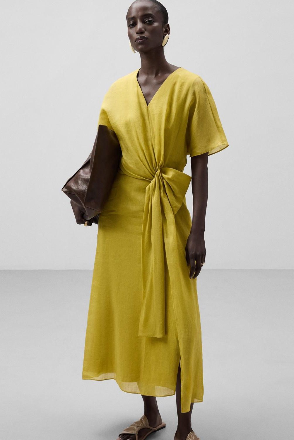 ADOLFO DOMINGUEZ - Vestido Midi Ramio Mujer Adolfo Dominguez