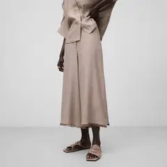 ADOLFO DOMINGUEZ - Pantalón Ancho Crop Lino Mujer