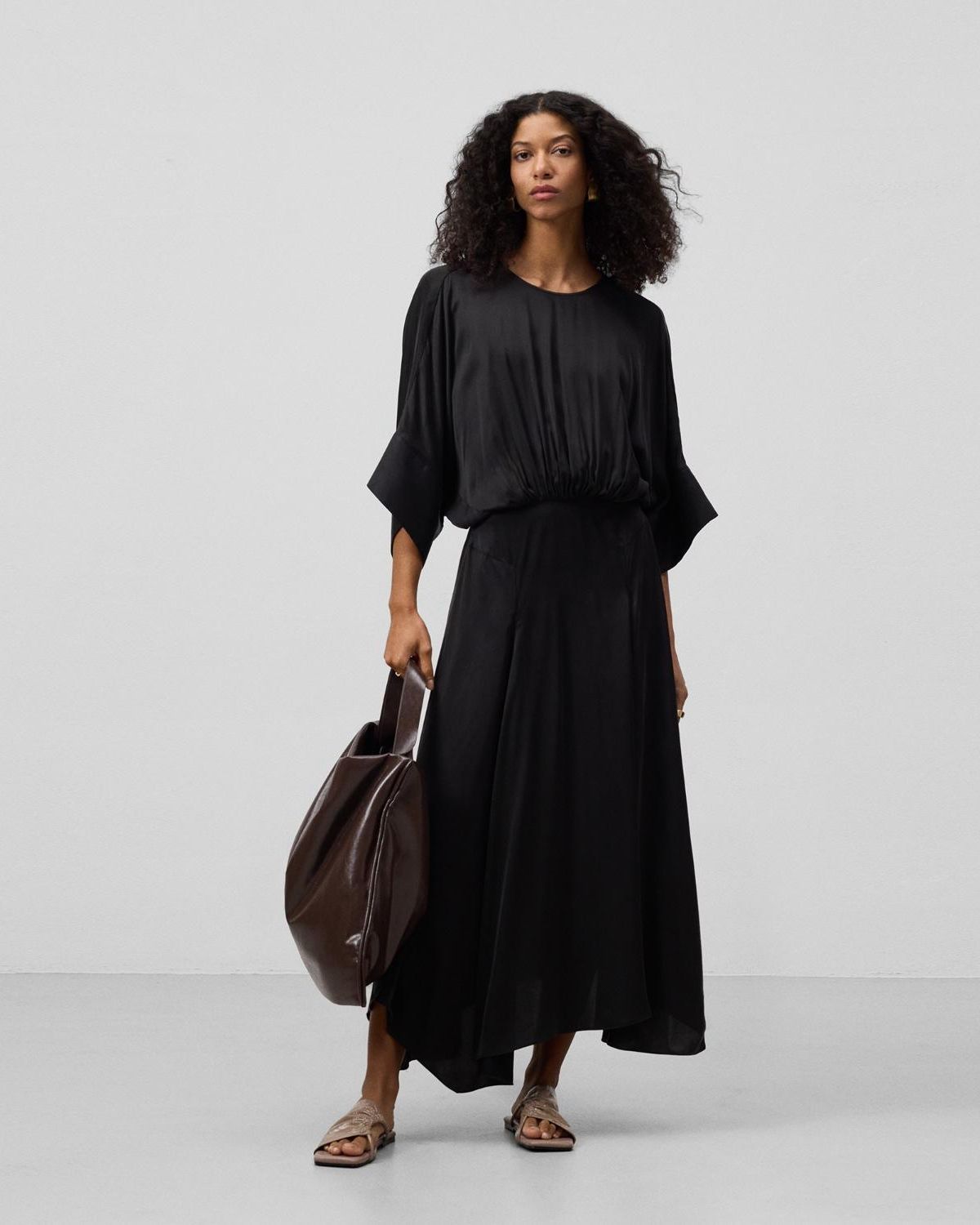 ADOLFO DOMINGUEZ Vestido Midi Mangas Mujer Adolfo Dominguez