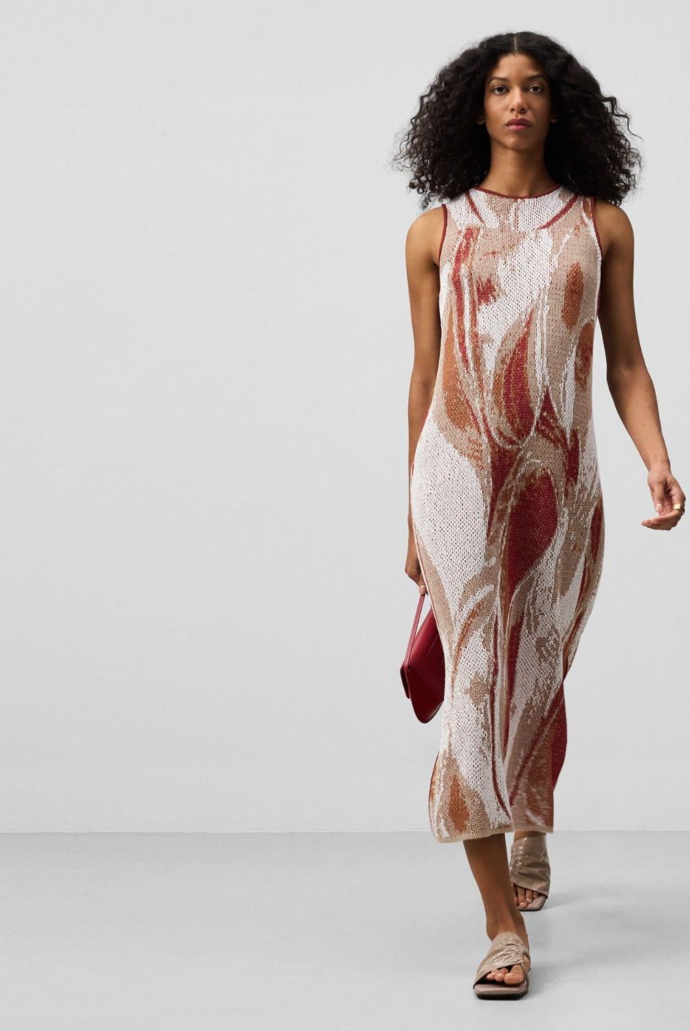 ADOLFO DOMINGUEZ - Vestido Estampado Lino Mujer Adolfo Dominguez