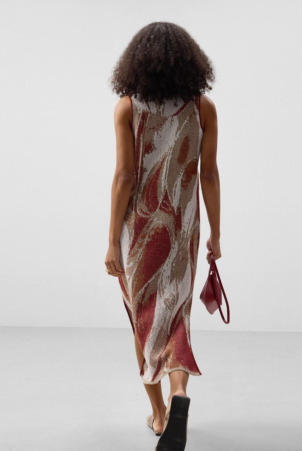 ADOLFO DOMINGUEZ - Vestido Estampado Lino Mujer Adolfo Dominguez