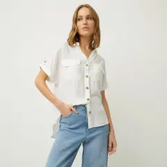 VERO MODA - Blusa Manga Corta Botones Mujer