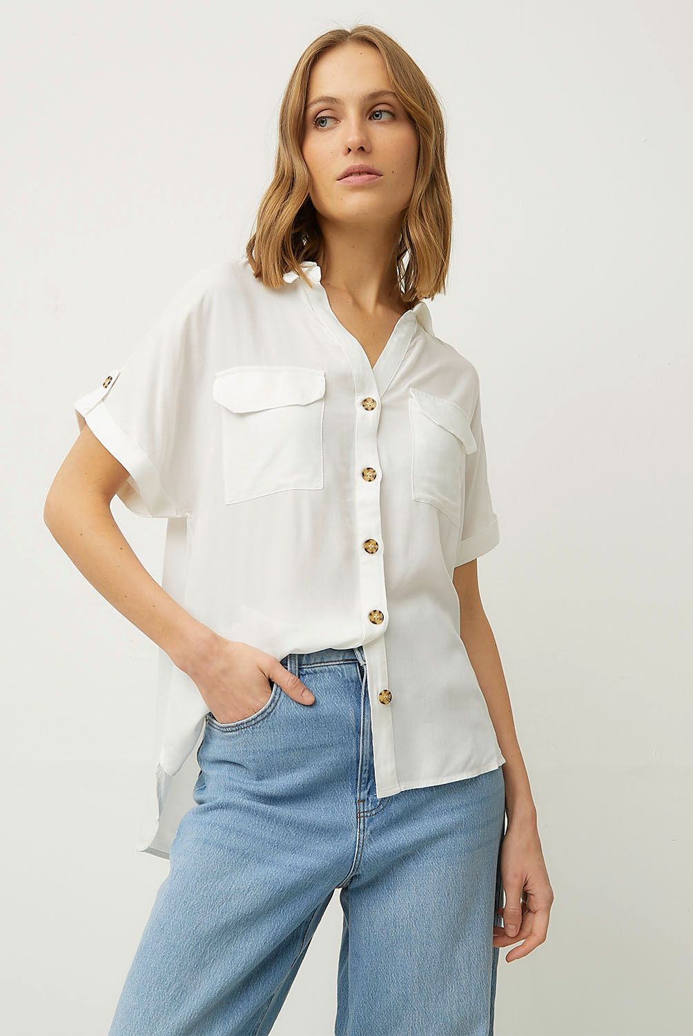VERO MODA - Blusa Manga Corta Botones Mujer Vero Moda