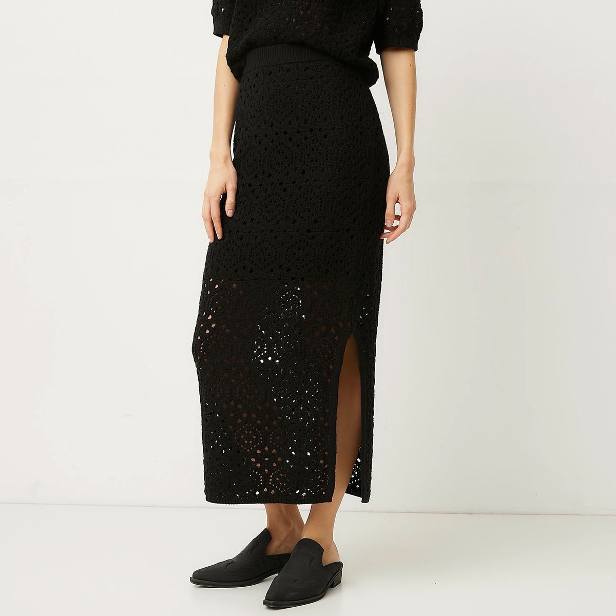 VERO MODA - Falda Larga Crochet 100% Algodón Mujer Vero Moda