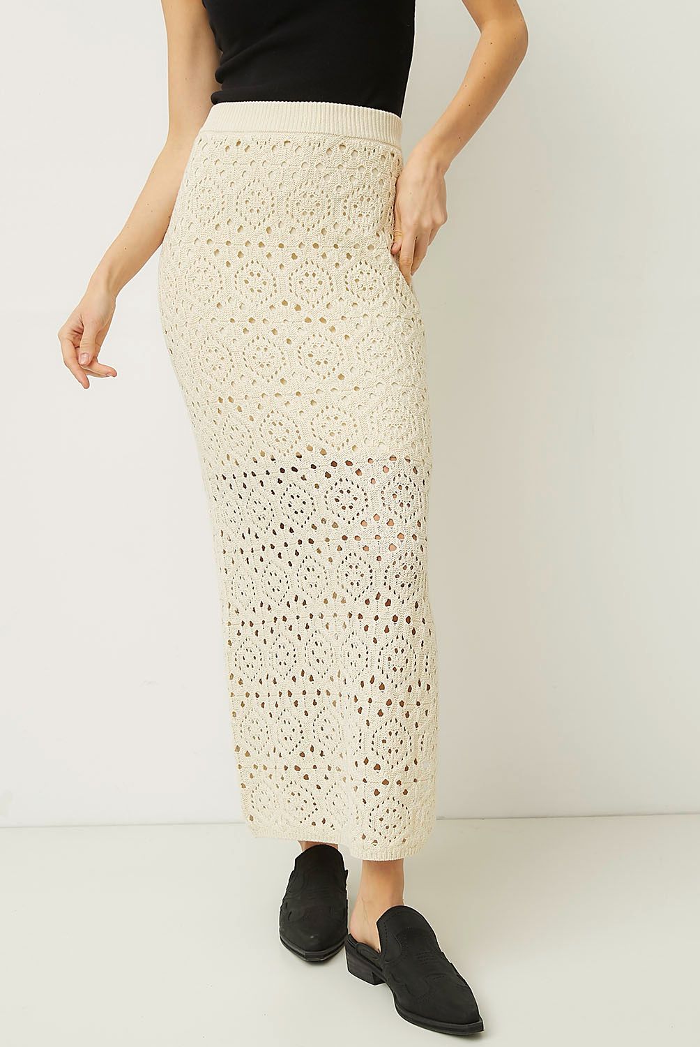 VERO MODA - Falda Larga Crochet 100% Algodón Mujer Vero Moda