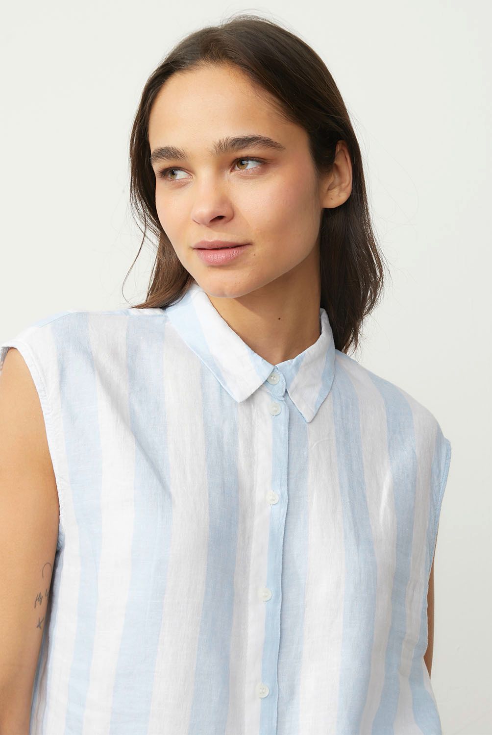 VERO MODA - Blusa sin Mangas Botones Lino Mujer Vero Moda