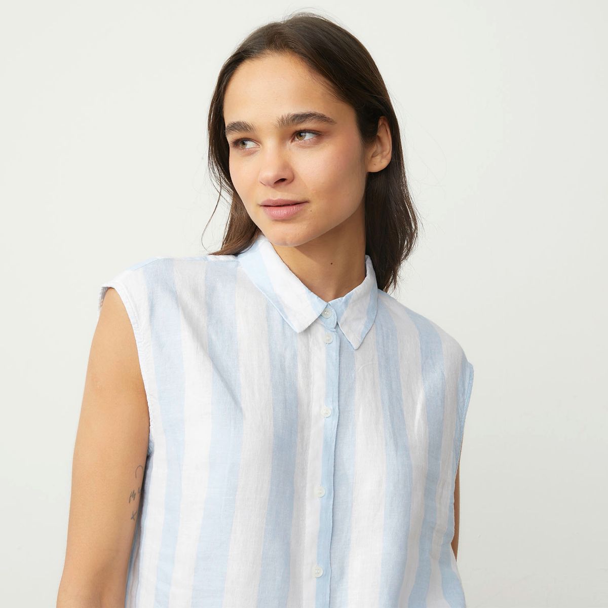 VERO MODA - Blusa sin Mangas Botones Lino Mujer Vero Moda