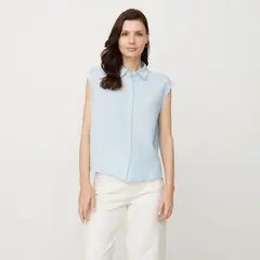 VERO MODA - Blusa sin Mangas Botones Lino Mujer
