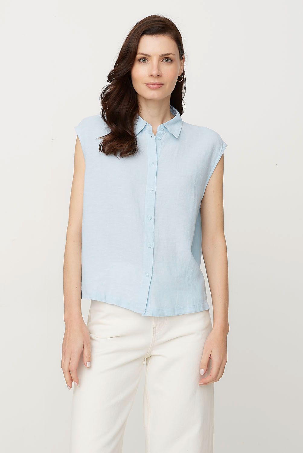 VERO MODA - Blusa sin Mangas Botones Lino Mujer Vero Moda