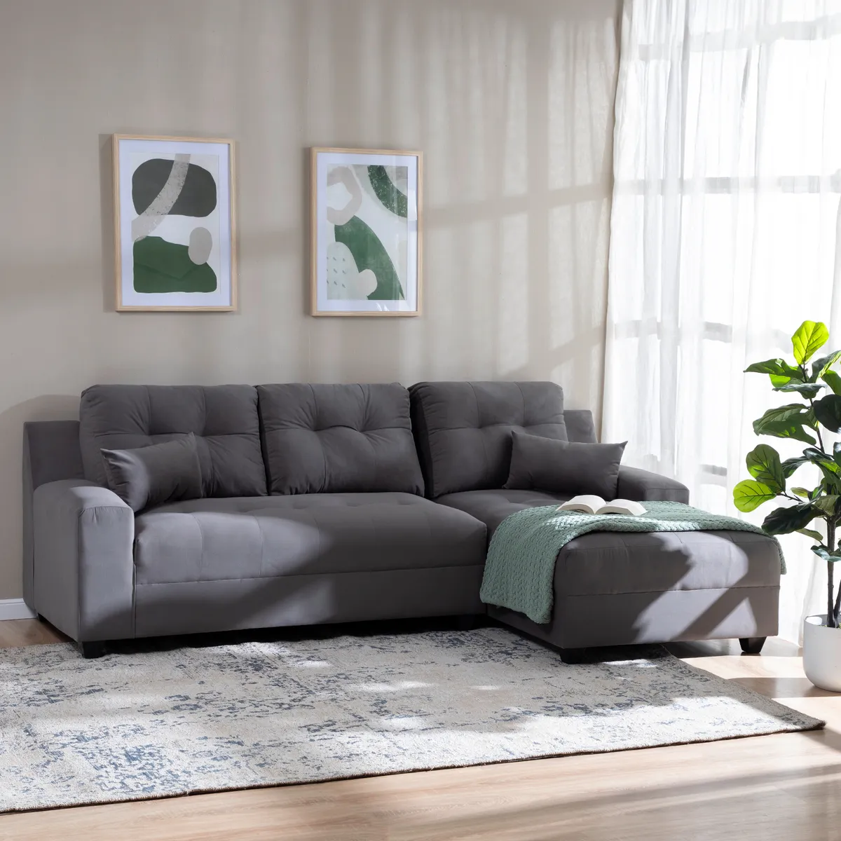 DECO CLASS - Seccional Dubai Xs Derecho Velvet Gris Deco Class