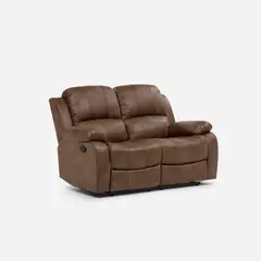 ROSEN - Sofá Reclinable 2 Cuerpos Umbria Tela Tabaco