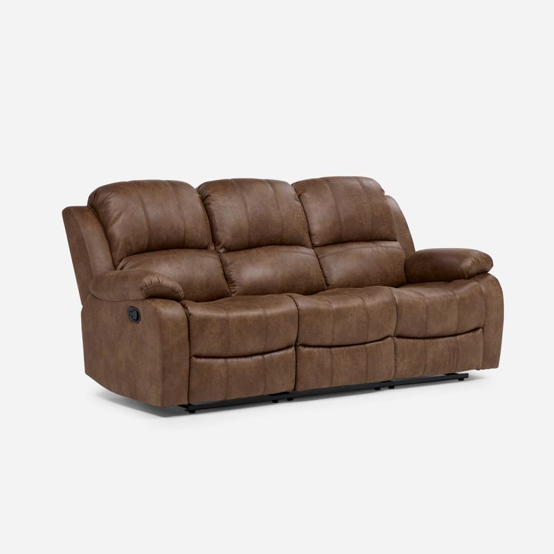 ROSEN - Sofá Reclinable 3 Cuerpos Umbria Tela Tabaco Rosen