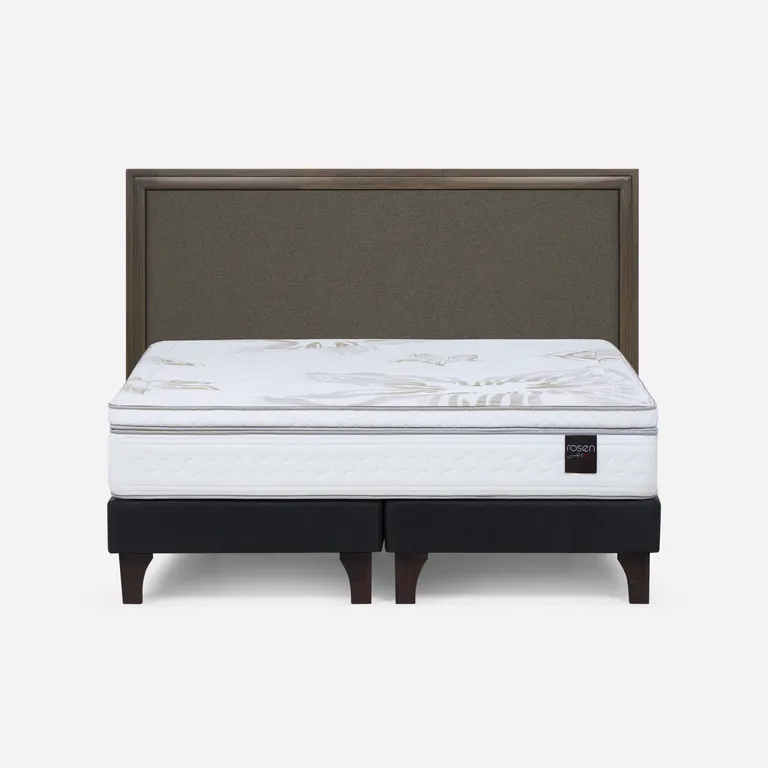 Cama Europea Art 4 King x 2.00mt Base Dividida + Respaldo
