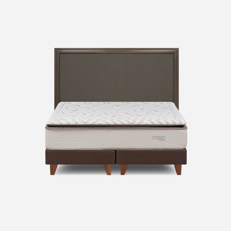 ROSEN Cama Europea Nest 2 Plazas x 2.00mt Base Dividida + Respaldo