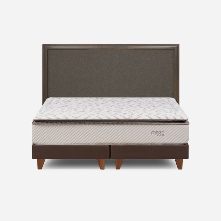 Cama Europea Nest King x 2.00mt Base Dividida + Respaldo