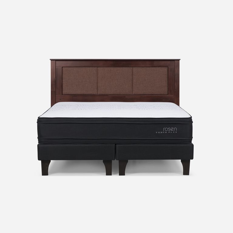 Cama Europea Tempo Plus 2 Plazas x 2.00mt Base Dividida + Respaldo