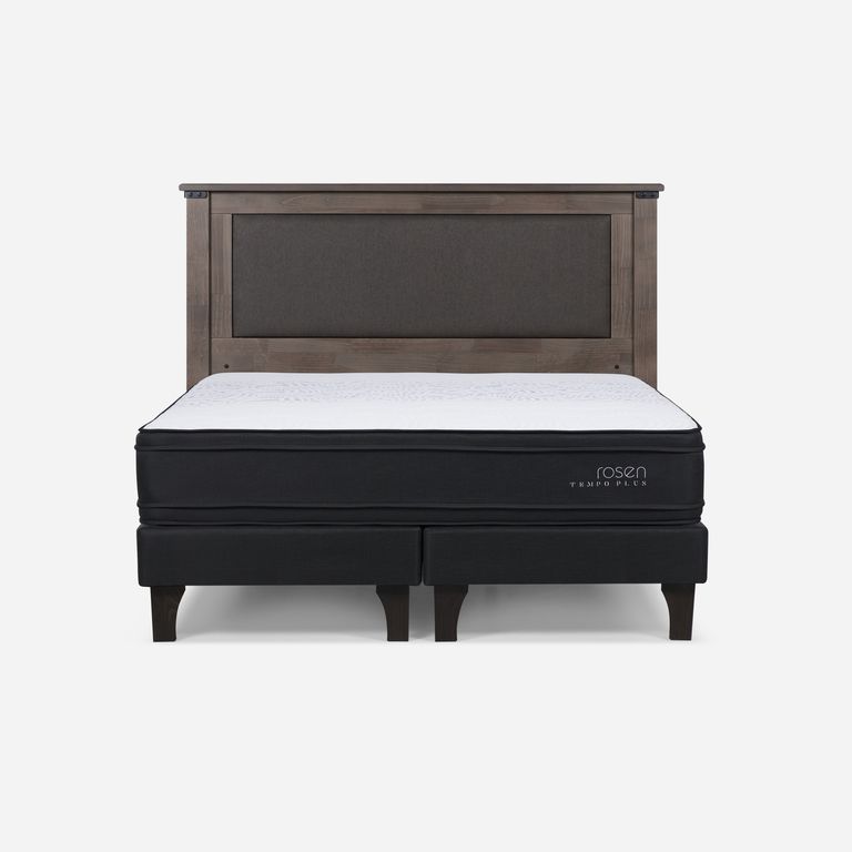 Cama Europea Tempo Plus 2 Plazas x 2.00mt Base Dividida + Respaldo