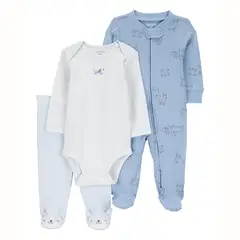 CARTER'S - Conjunto 3 Piezas Pijama, Body y Patitas Bebé Niño