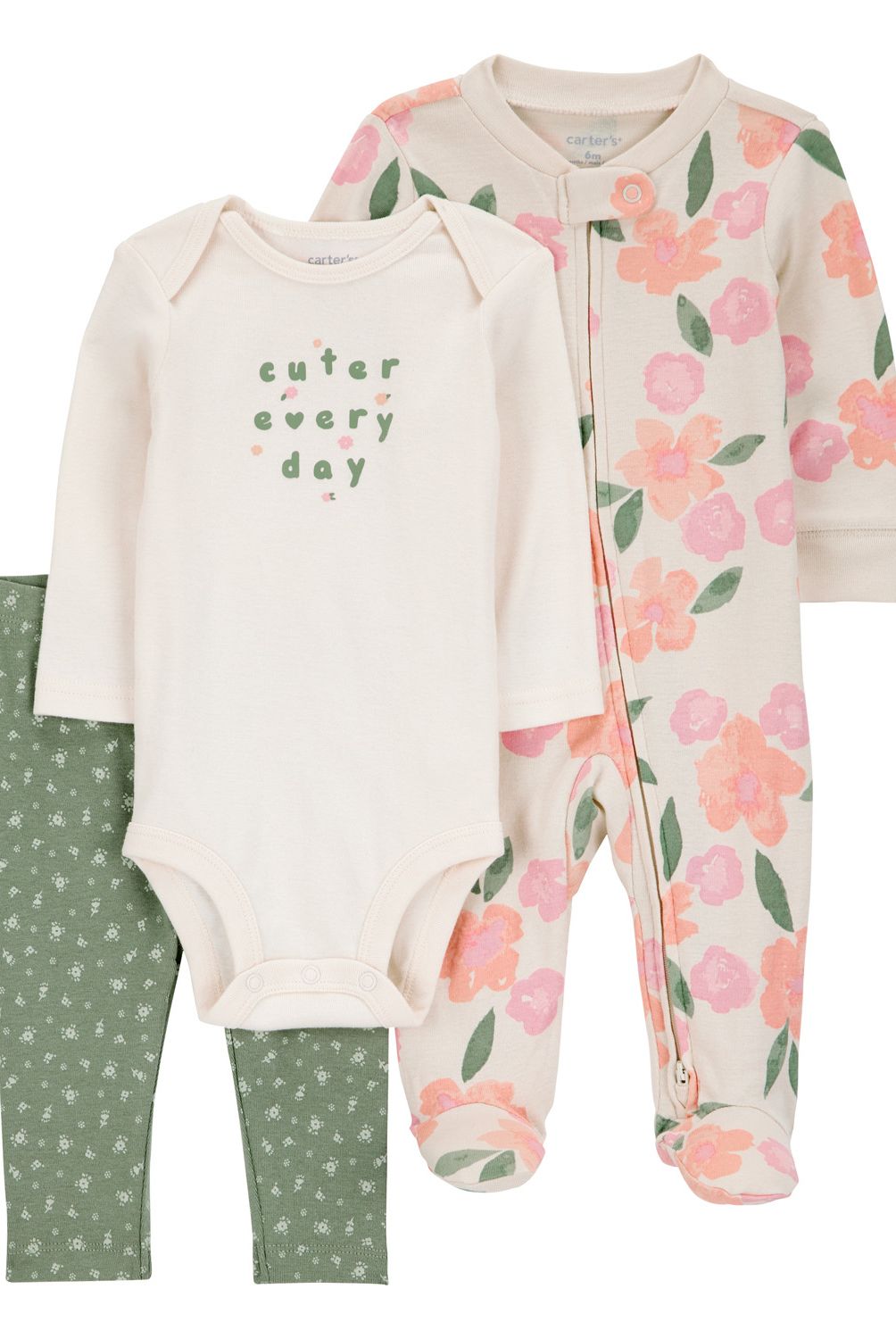 CARTER'S - Conjunto 3 Piezas Pijama, Body y Calza Bebé Niña Carter's