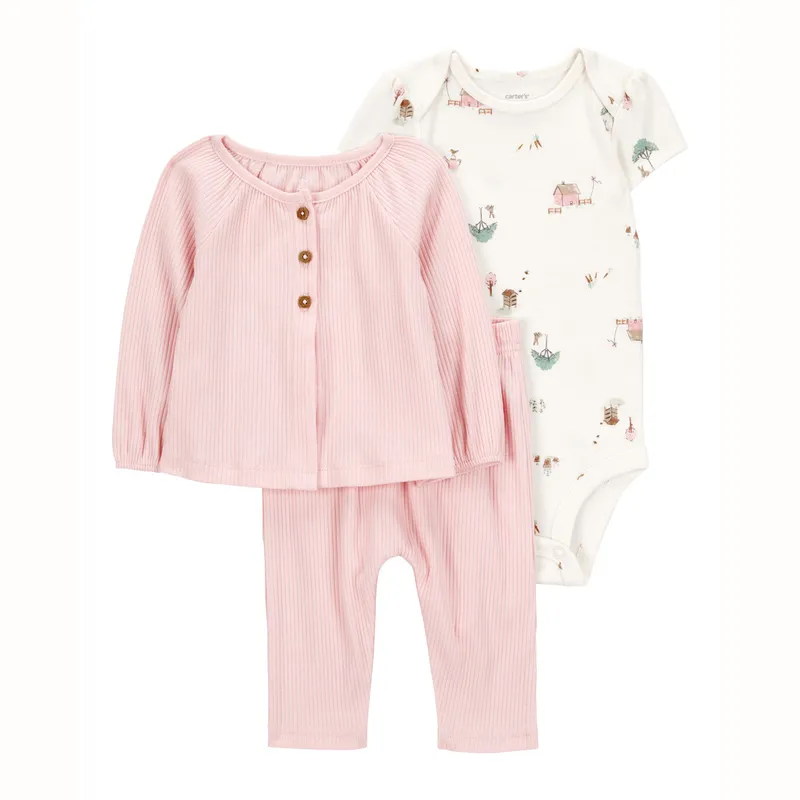 CARTER'S - Conjunto 3 Piezas Chaleco, Pantalon y Body Bebé Niña Carter's