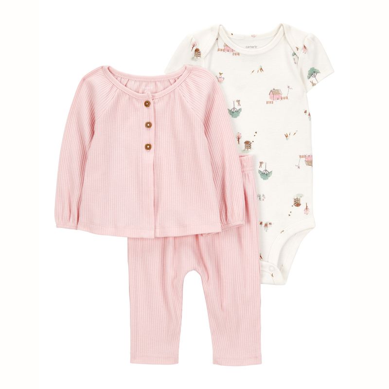 CARTER'S - Conjunto 3 Piezas Chaleco, Pantalon y Body Bebé Niña Carter's