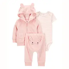 CARTER'S - Conjunto 3 Piezas Poleron, Pantalón y Body Bebé Niña