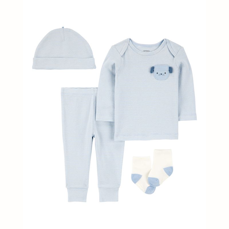 CARTER'S - Conjunto 4 Piezas Polera, Pantalón, Gorro y Calcetines Bebé Niño Carter's
