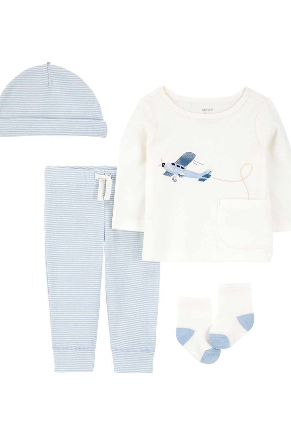 CARTER'S - Conjunto 4 Piezas Polera, Pantalón, Gorro y Calcetines Bebé Niño Carter's