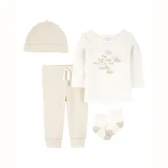 CARTER'S - Conjunto 4 Piezas Polera, Pantalón, Gorro y Calcetines Unisex Bebé