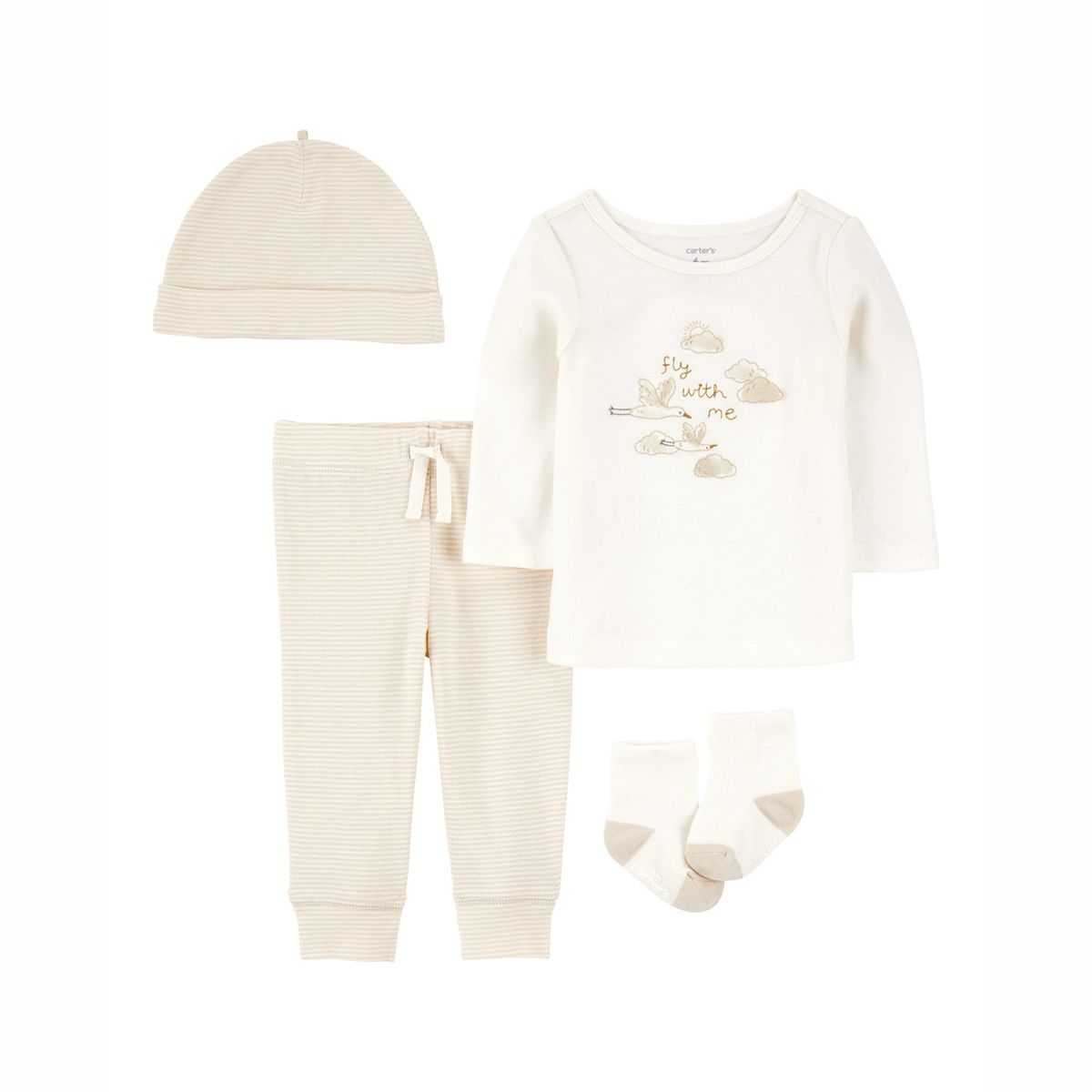 CARTER'S - Conjunto 4 Piezas Polera, Pantalón, Gorro y Calcetines Unisex Bebé Carter's