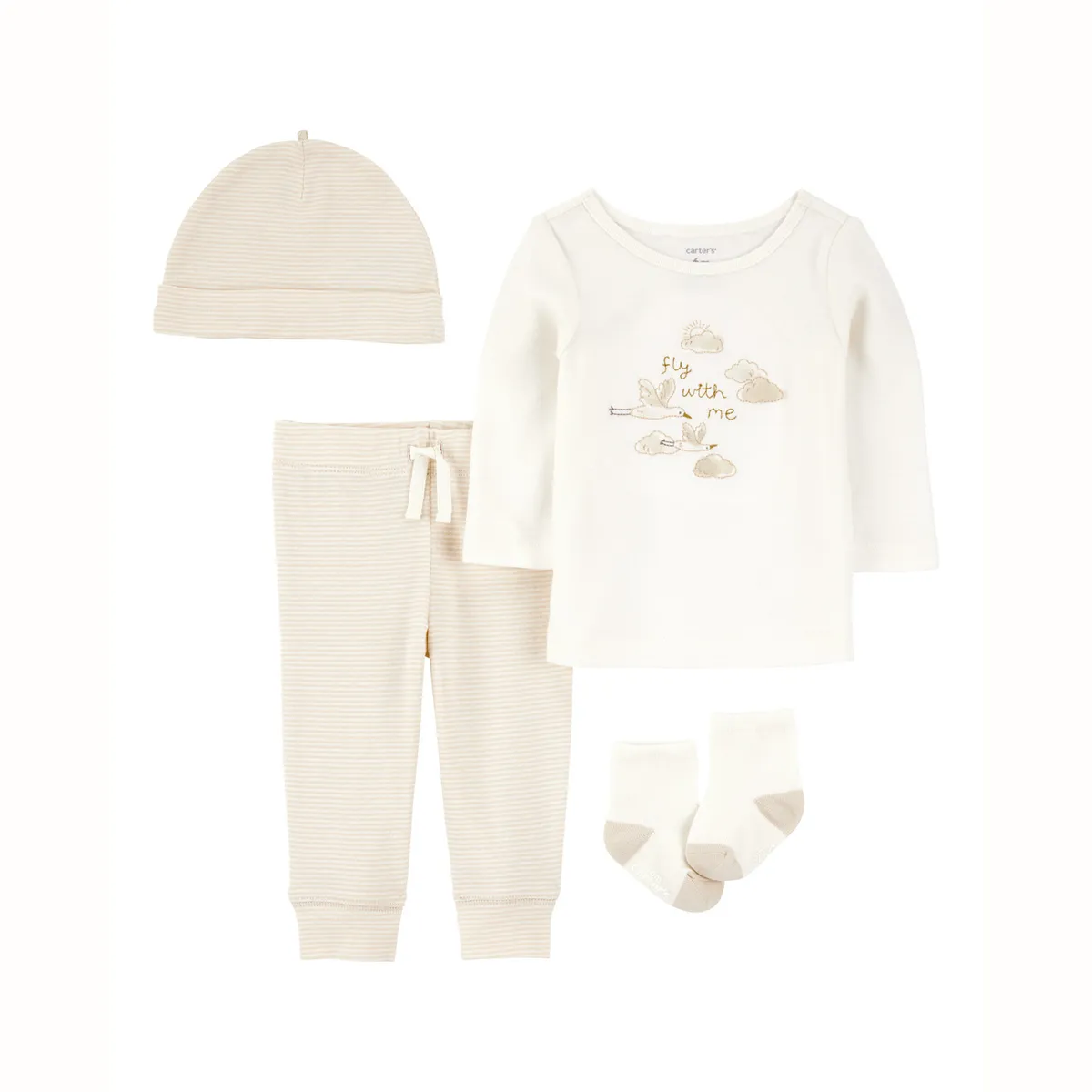 CARTER'S - Conjunto 4 Piezas Polera, Pantalón, Gorro y Calcetines Unisex Bebé Carter's