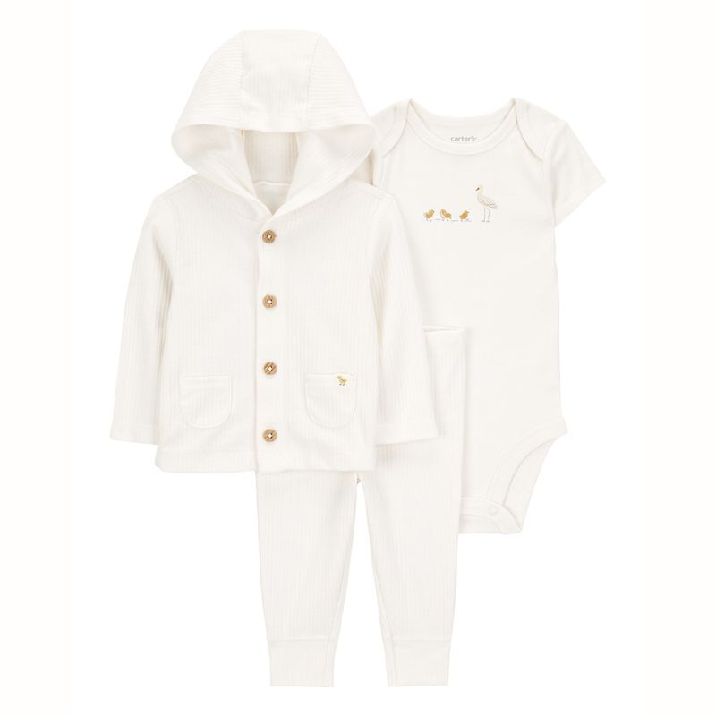 CARTER'S - Conjunto 3 Piezas Chaleco Capucha, Pantalón y Body Unisex Bebé Carter's