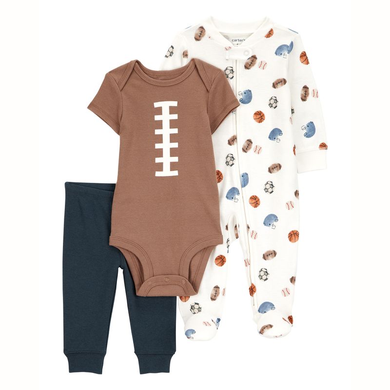 CARTER'S - Conjunto 3 Piezas Pijama, Body y Pantalón Bebé Niño Carter's
