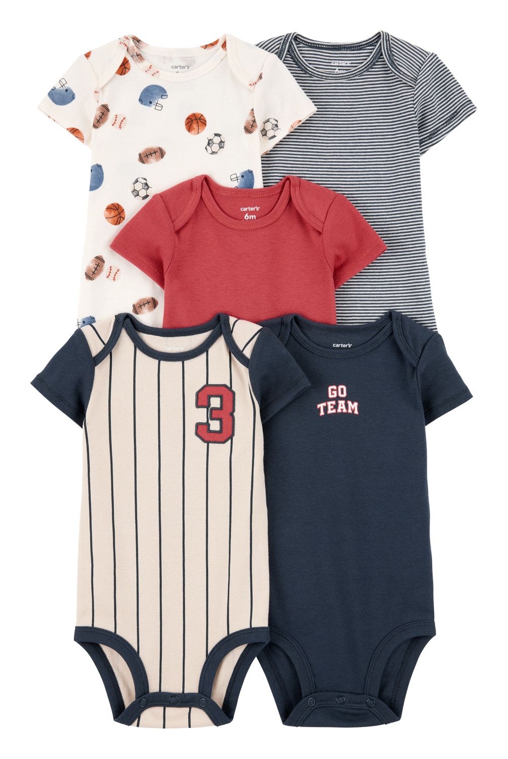 CARTER'S - Pack de Bodys Algodón 5 Unidades Bebé Niño Carter's