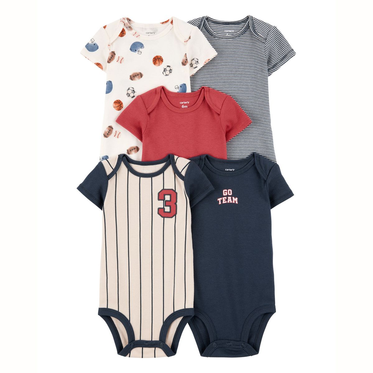 CARTER'S - Pack de Bodys Algodón 5 Unidades Bebé Niño Carter's