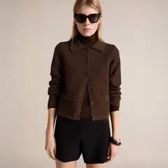 MANGO - Chaqueta Punto Cuello Polo Mujer